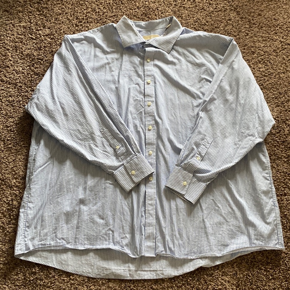 Michael Kors Big White & Blue Button Up - Neck Size 20